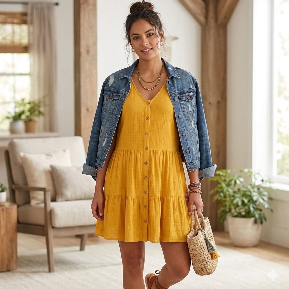 Indigo Rose  Yellow Sleeveless V-Neck Mini Sundress